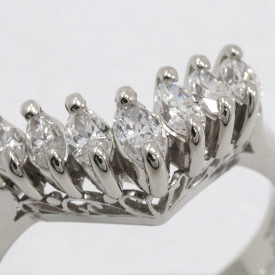 JEWELRY Ring Pt900Platinum, Diamond Silver 7P diamond V character Women Used Authentic