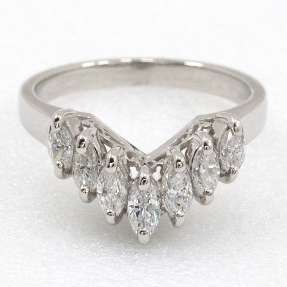 JEWELRY Ring Pt900Platinum, Diamond Silver 7P diamond V character Women Used Authentic