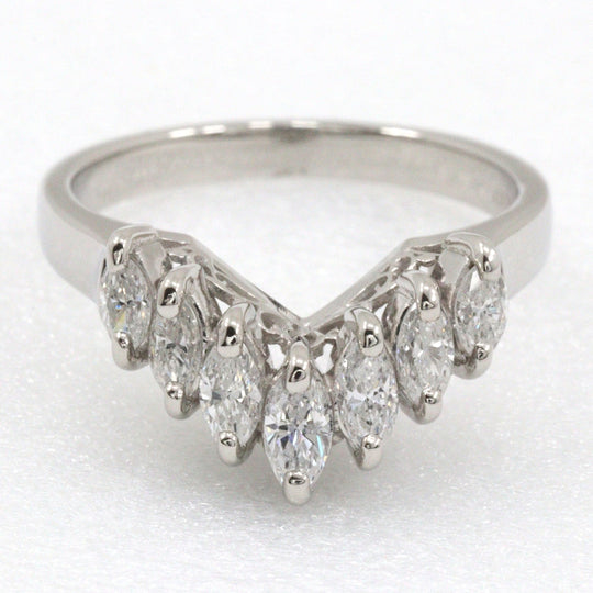 JEWELRY Ring Pt900Platinum, Diamond Silver 7P diamond V character Women Used Authentic
