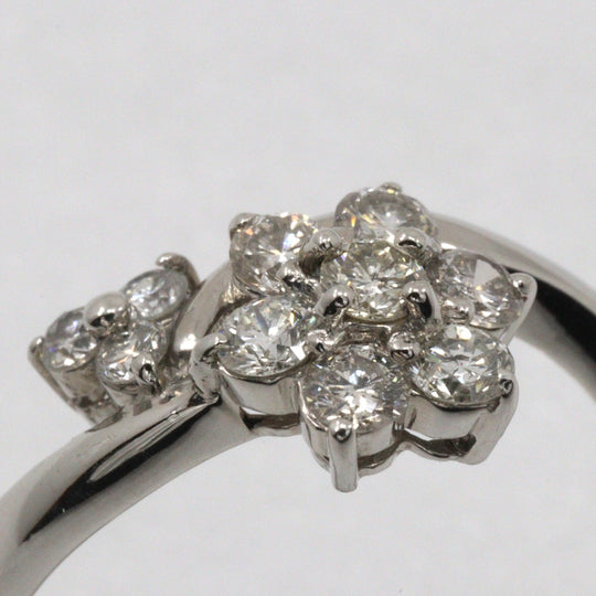 JEWELRY Ring Pt900Platinum, Diamond Silver flour Women Used Authentic