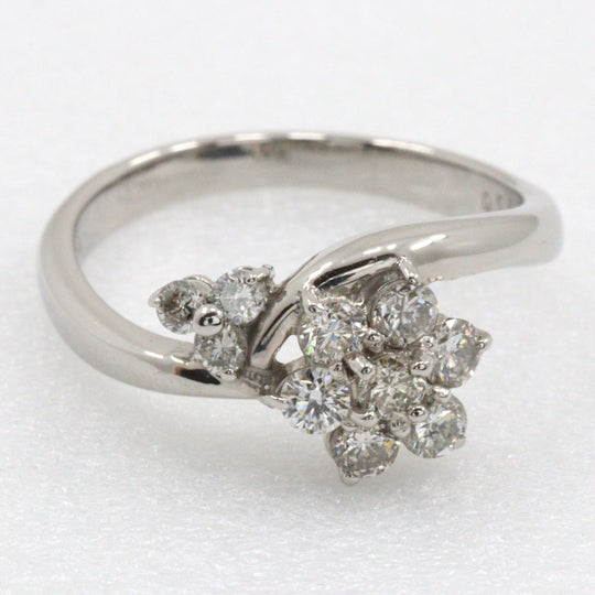 JEWELRY Ring Pt900Platinum, Diamond Silver flour Women Used Authentic
