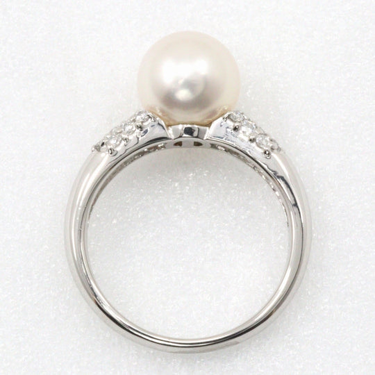 JEWELRY Ring Pt900Platinum, pearl, diamond Silver Pearl Women Used Authentic