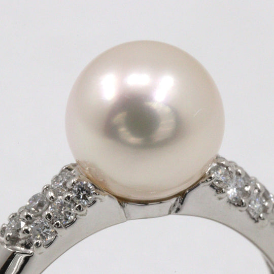 JEWELRY Ring Pt900Platinum, pearl, diamond Silver Pearl Women Used Authentic