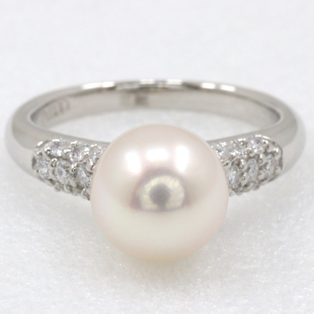 JEWELRY Ring Pt900Platinum, pearl, diamond Silver Pearl Women Used Authentic