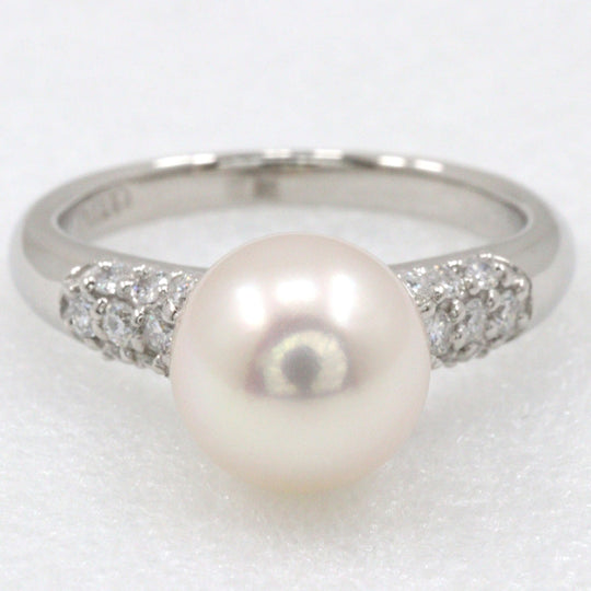JEWELRY Ring Pt900Platinum, pearl, diamond Silver Pearl Women Used Authentic
