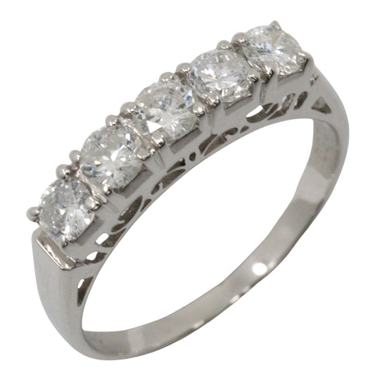 JEWELRY Ring Pt850Platinum, Diamond Silver 5P diamond One character Women Used Authentic