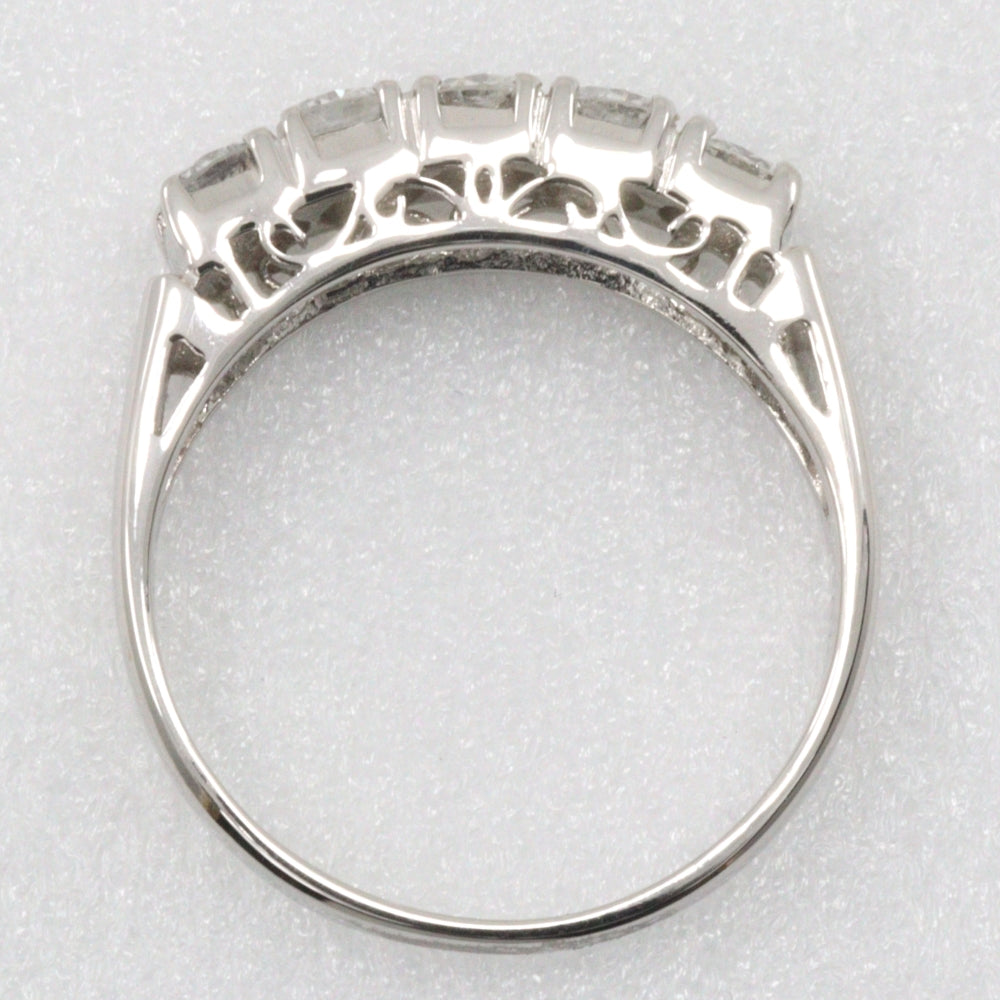 JEWELRY Ring Pt850Platinum, Diamond Silver 5P diamond One character Women Used Authentic