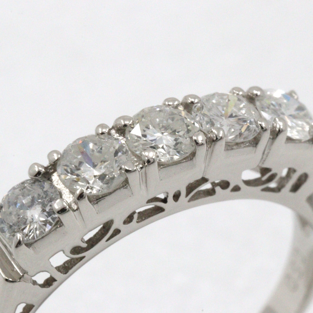 JEWELRY Ring Pt850Platinum, Diamond Silver 5P diamond One character Women Used Authentic