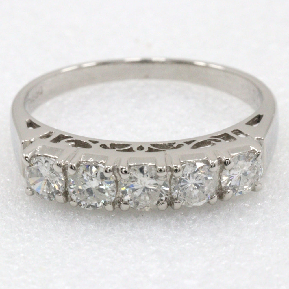 JEWELRY Ring Pt850Platinum, Diamond Silver 5P diamond One character Women Used Authentic