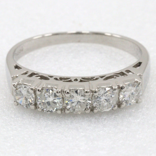 JEWELRY Ring Pt850Platinum, Diamond Silver 5P diamond One character Women Used Authentic