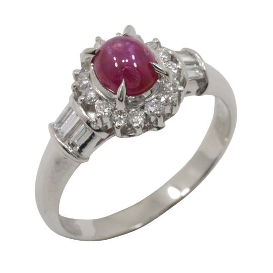 JEWELRY Ring Pt900Platinum, Star Ruby, Diamond Silver Women Used Authentic