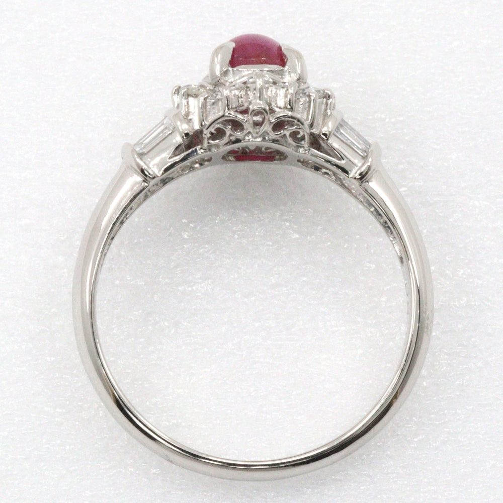 JEWELRY Ring Pt900Platinum, Star Ruby, Diamond Silver Women Used Authentic