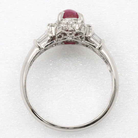 JEWELRY Ring Pt900Platinum, Star Ruby, Diamond Silver Women Used Authentic