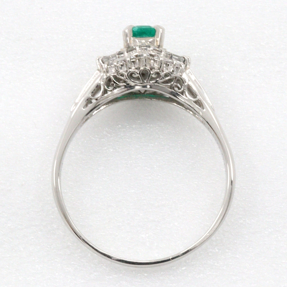 JEWELRY Ring Pt900Platinum, Emerald, Diamond Silver Women Used Authentic