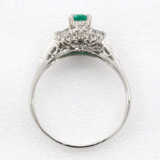 JEWELRY Ring Pt900Platinum, Emerald, Diamond Silver Women Used Authentic