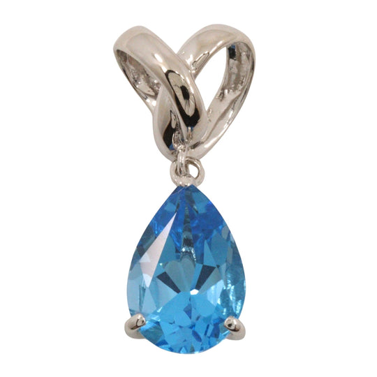JEWELRY Pendant top K14 White Gold, Topaz Silver teardrop