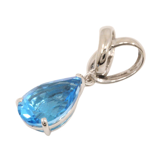 JEWELRY Pendant top K14 White Gold, Topaz Silver teardrop