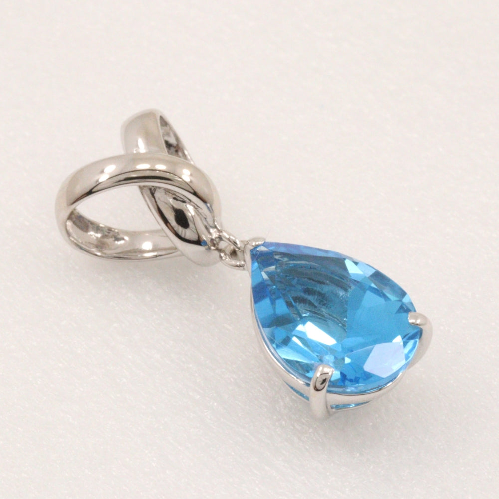 JEWELRY Pendant top K14 White Gold, Topaz Silver teardrop