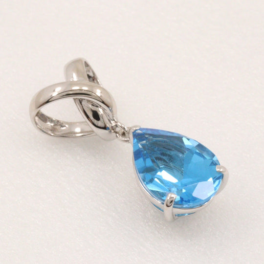 JEWELRY Pendant top K14 White Gold, Topaz Silver teardrop