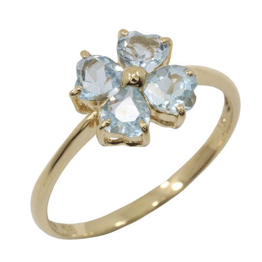 JEWELRY Ring K18 Yellow Gold, Blue Topaz gold Clover Women Used Authentic