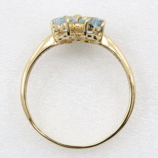 JEWELRY Ring K18 Yellow Gold, Blue Topaz gold Clover Women Used Authentic