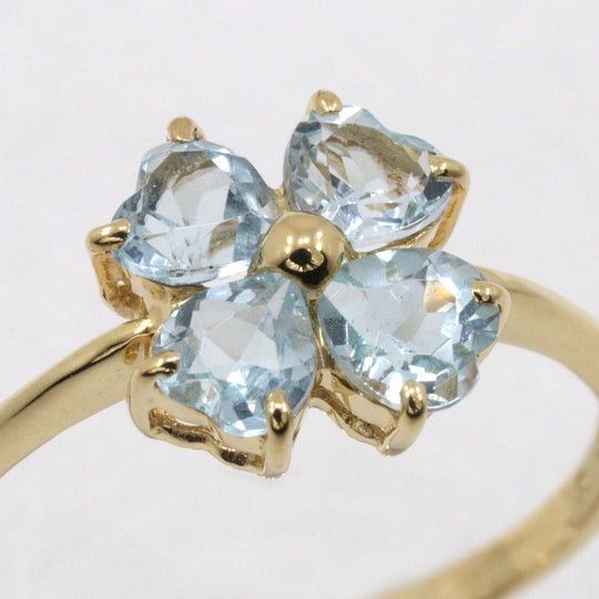 JEWELRY Ring K18 Yellow Gold, Blue Topaz gold Clover Women Used Authentic