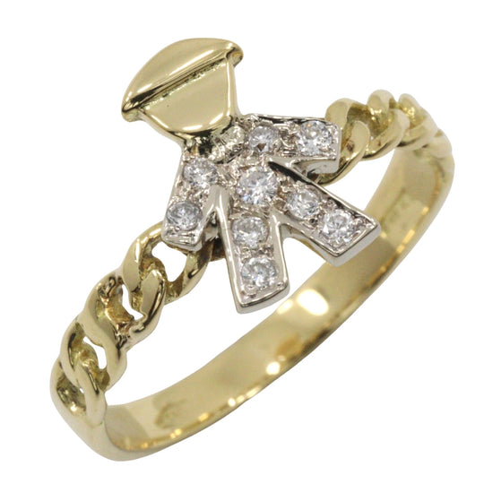 JEWELRY Ring K18 Yellow Gold, Diamond gold Women Used Authentic