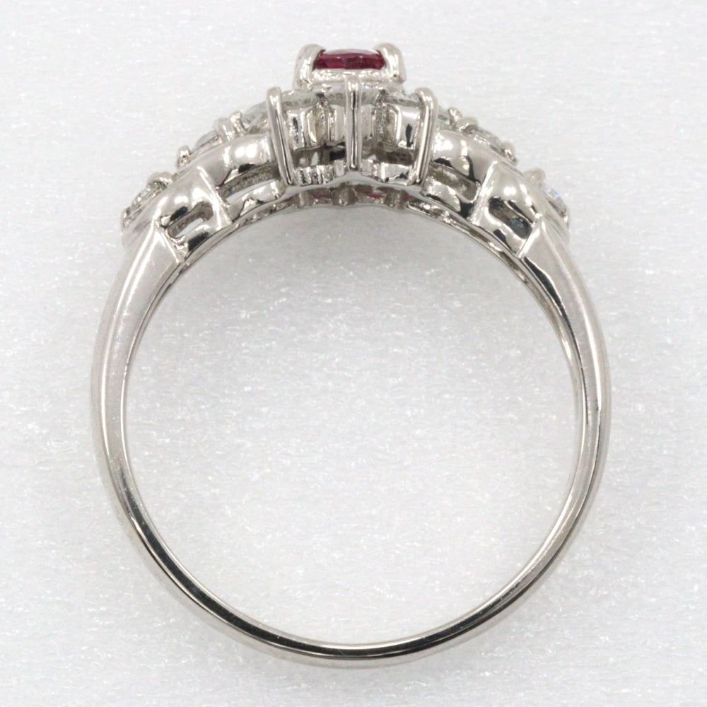 JEWELRY Ring Pt900Platinum, Ruby, Diamond Silver Women Used Authentic