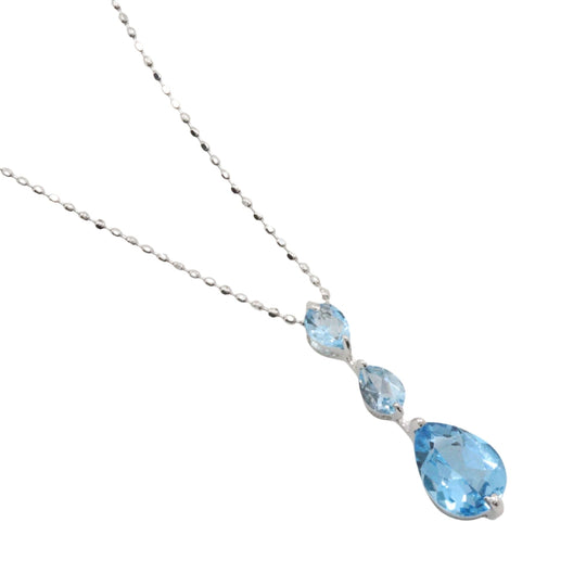 Georg Jensen Necklace 18k White Gold, Blue Topaz, Aquamarine Silver teardrop Women Used Authentic