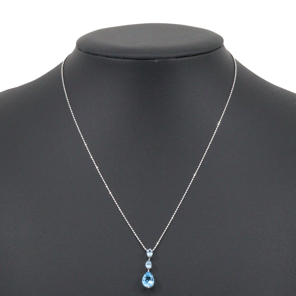 Georg Jensen Necklace 18k White Gold, Blue Topaz, Aquamarine Silver teardrop Women Used Authentic