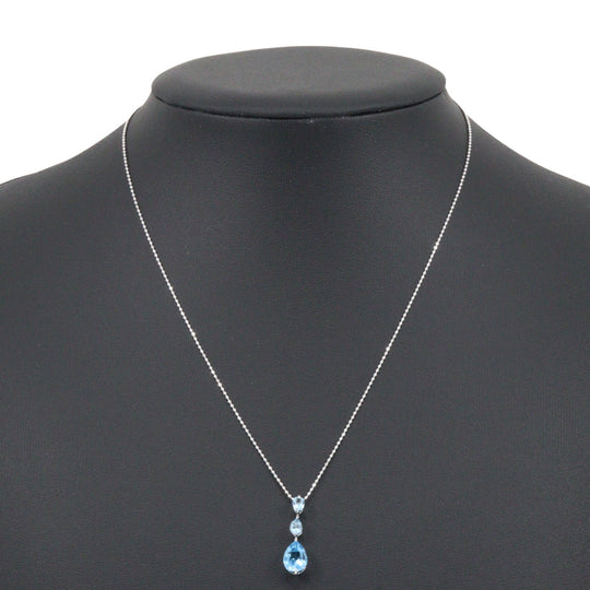 Georg Jensen Necklace 18k White Gold, Blue Topaz, Aquamarine Silver teardrop Women Used Authentic