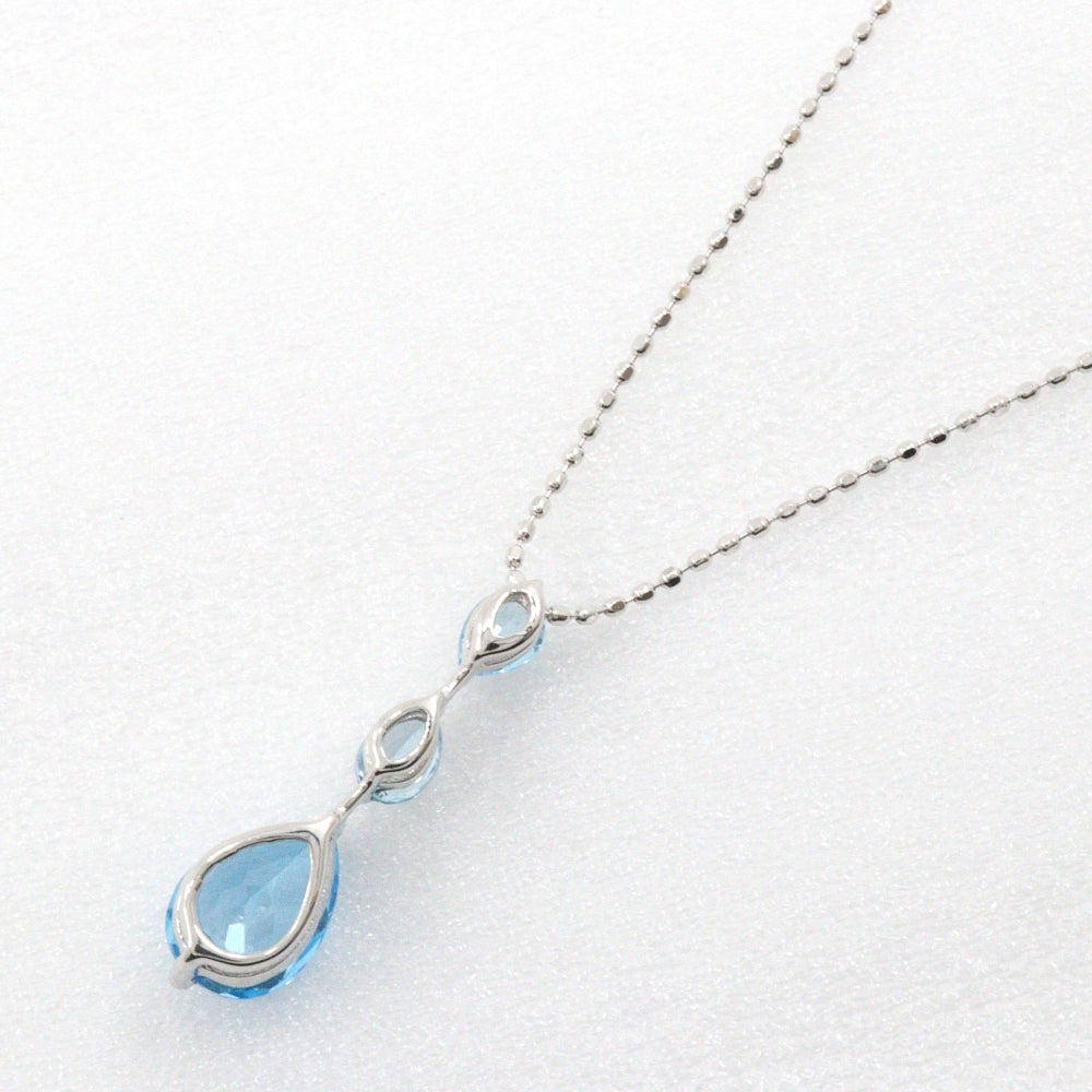 Georg Jensen Necklace 18k White Gold, Blue Topaz, Aquamarine Silver teardrop Women Used Authentic