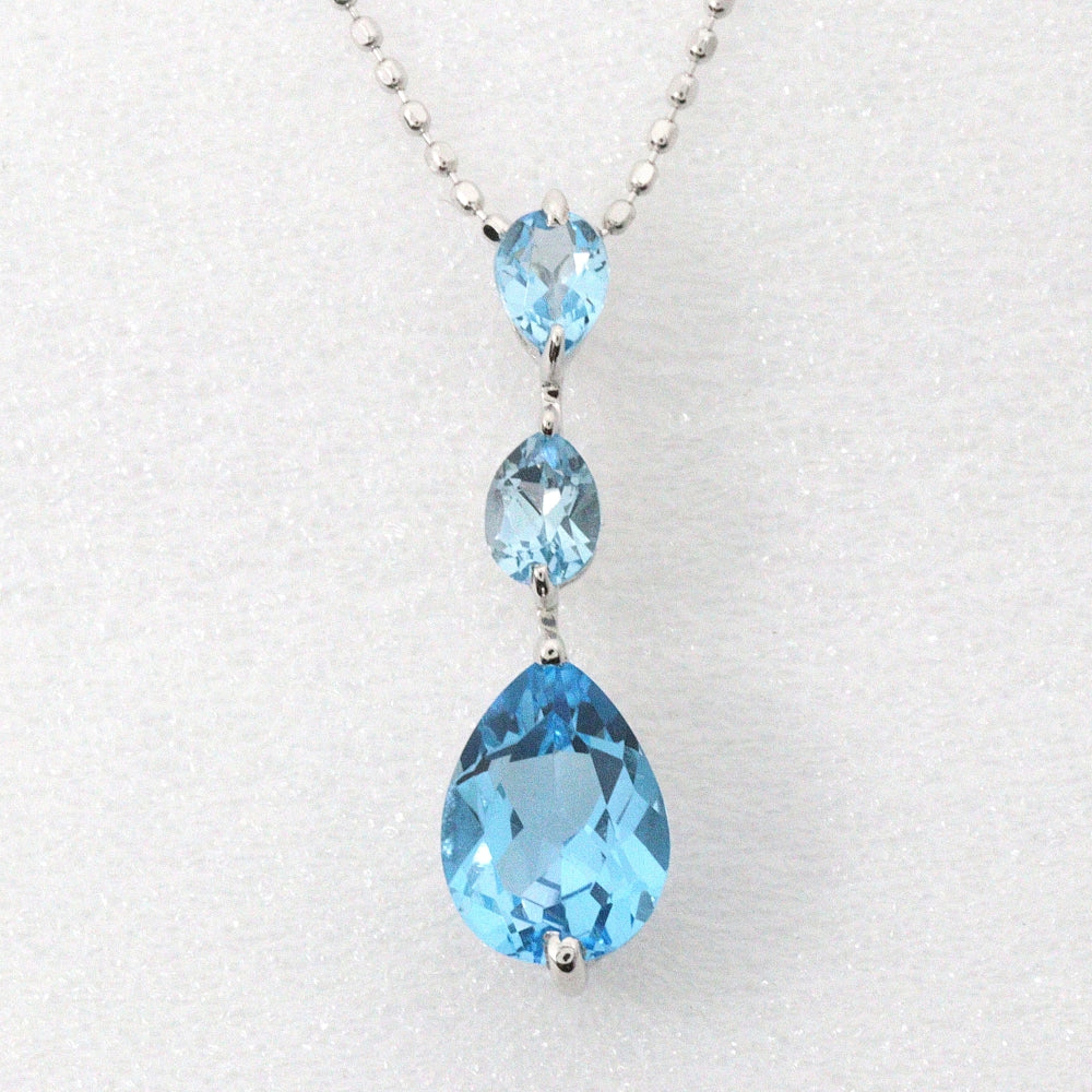 Georg Jensen Necklace 18k White Gold, Blue Topaz, Aquamarine Silver teardrop Women Used Authentic