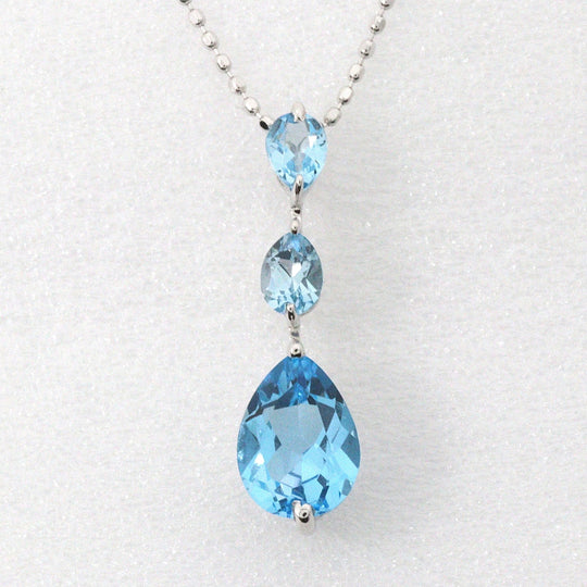 Georg Jensen Necklace 18k White Gold, Blue Topaz, Aquamarine Silver teardrop Women Used Authentic