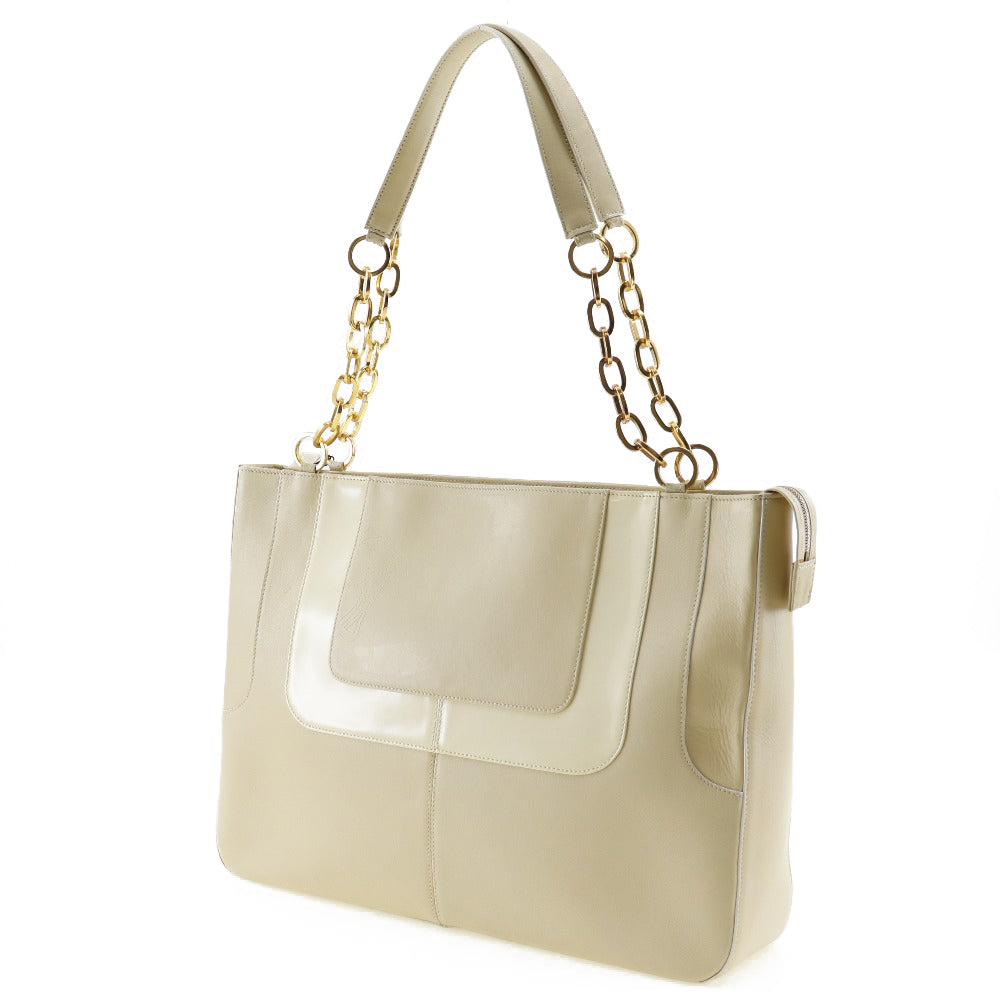 Gianni Versace Shoulder Bag Calfskin beige ChainShoulder Women Used Authentic