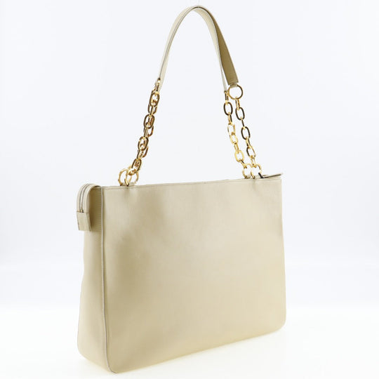 Gianni Versace Shoulder Bag Calfskin beige ChainShoulder Women Used Authentic