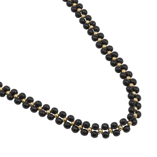 JEWELRY Necklace K18 Yellow Gold, Coral black Women Used Authentic
