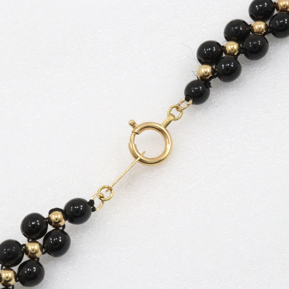 JEWELRY Necklace K18 Yellow Gold, Coral black Women Used Authentic