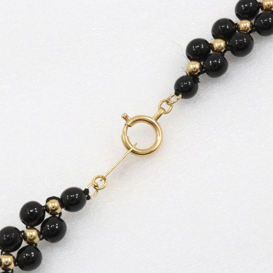 JEWELRY Necklace K18 Yellow Gold, Coral black Women Used Authentic