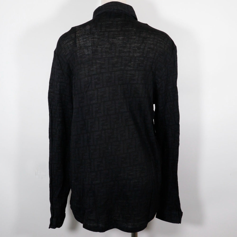 FENDI Long sleeve shirt wool black Zucca Women 40 Used Authentic
