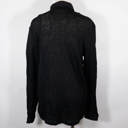 FENDI Long sleeve shirt wool black Zucca Women 40 Used Authentic