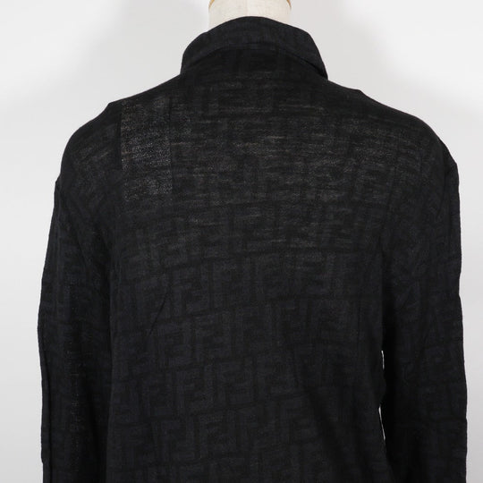 FENDI Long sleeve shirt wool black Zucca Women 40 Used Authentic
