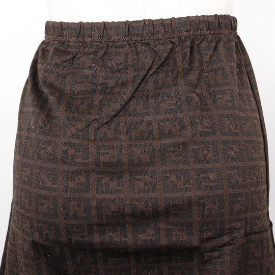 FENDI Mini skirt Nylon Brown Zucca Women 42 Used Authentic
