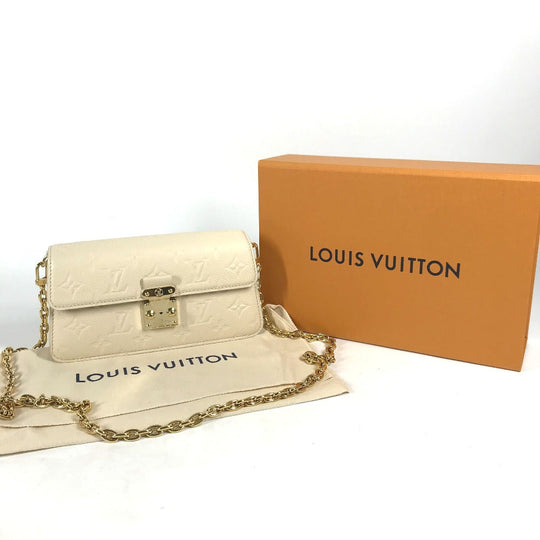 LOUIS VUITTON Shoulder Bag M82836 Monogram Ann Platt Leather beige Monogram Ann Platt Wallet on Chain Metis Women Used Authentic