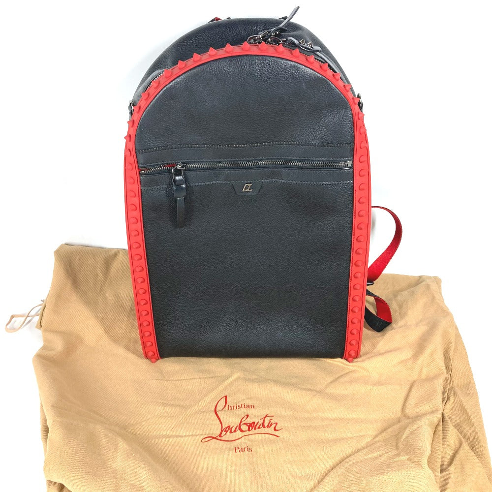 Christian Louboutin Backpack Leather, Rubber black rubber sole Backparis mens Used Authentic