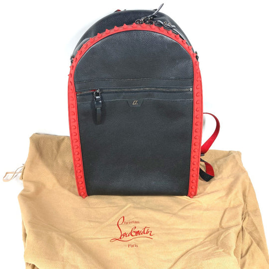 Christian Louboutin Backpack Leather, Rubber black rubber sole Backparis mens Used Authentic