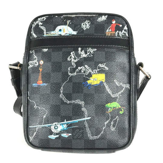 LOUIS VUITTON Shoulder Bag N40239 Graphite canvas black Damier Graphite Map Danube PM NM mens Used Authentic