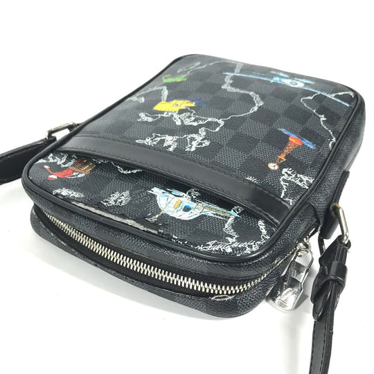 LOUIS VUITTON Shoulder Bag N40239 Graphite canvas black Damier Graphite Map Danube PM NM mens Used Authentic
