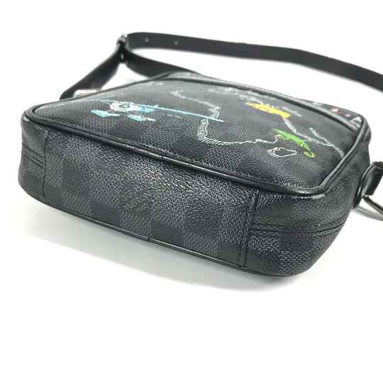 LOUIS VUITTON Shoulder Bag N40239 Graphite canvas black Damier Graphite Map Danube PM NM mens Used Authentic