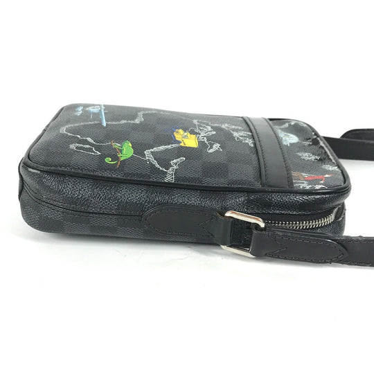 LOUIS VUITTON Shoulder Bag N40239 Graphite canvas black Damier Graphite Map Danube PM NM mens Used Authentic